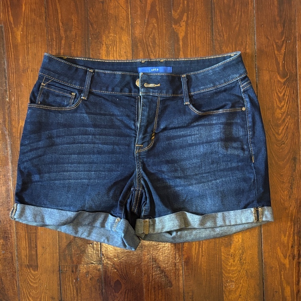 Apt. 9 Dark Blue Jean Shorts with Cuffs  -Size 10